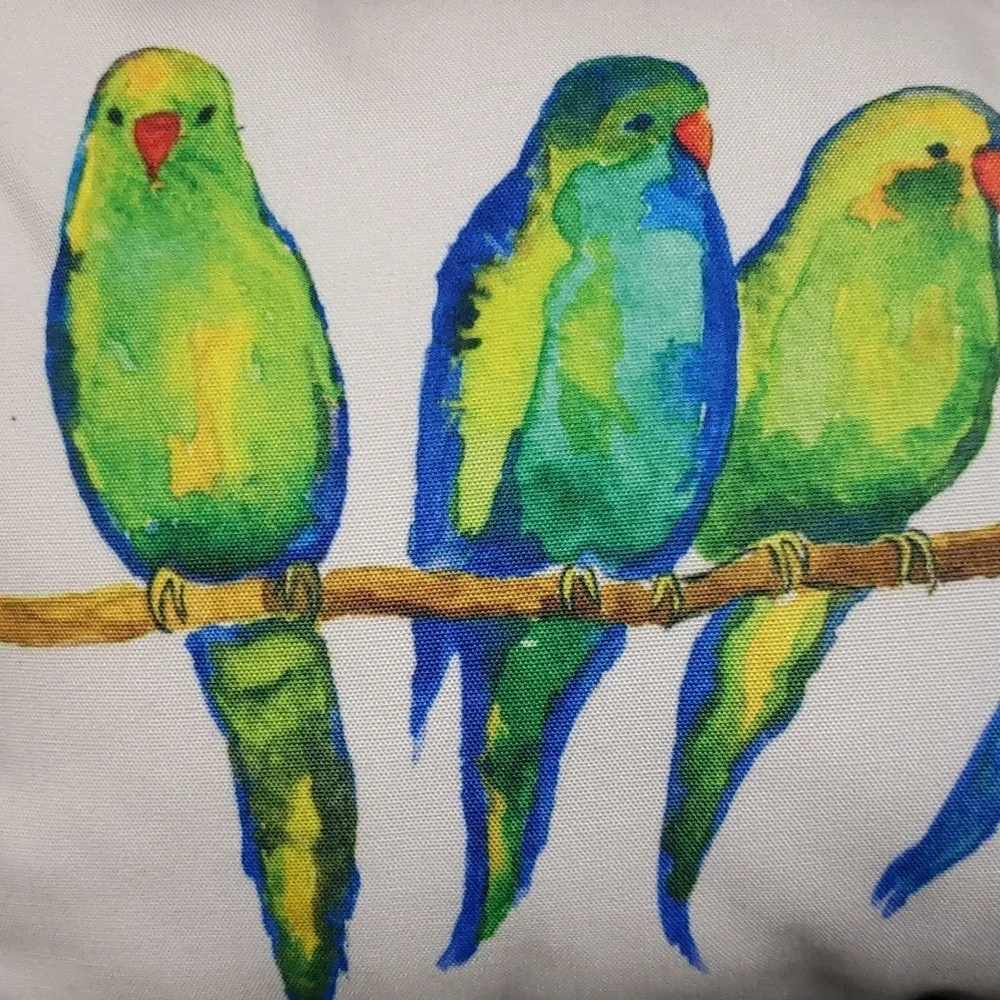 Dennis East Tropical Living Colorful Parakeets on Branch Pillow